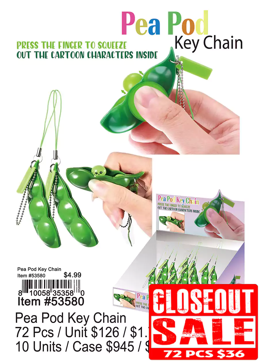 Pea Pod Keychain - Closeout 144 Pcs.